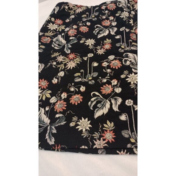 Ann Taylor Skirt Size 16 Black Floral Textured Thick Lined Front Slit Back Zip - Picture 2 of 9